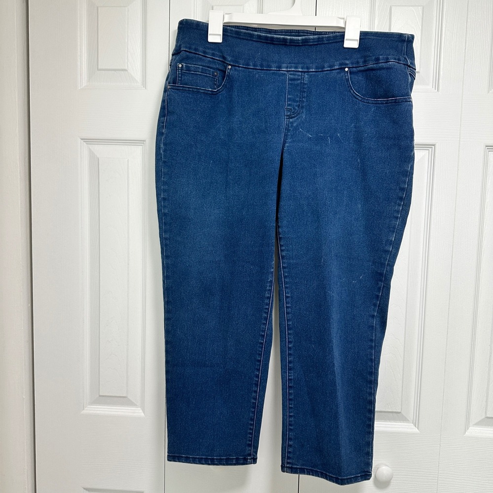 Time and Tru Womens Blue Denim Pull On Jeggings Petite XL 16-18 Medium Wash